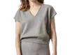 Lilla P Metallic V Neck Sweater In Heather Grey In Gray