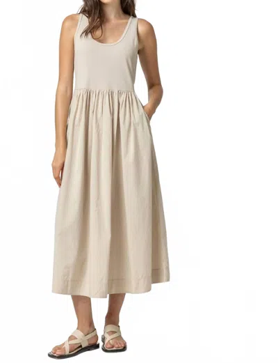 Lilla P Mixed Media Maxi Dress In Pebble In Neutral