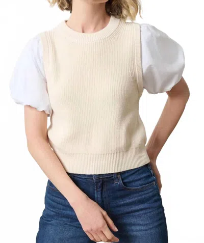 Lilla P Mixed Media Pullover Sweater In Ivory In Neutral