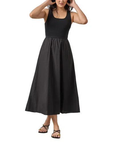 Lilla P Mixed Media Scoop Neck Dress In Black