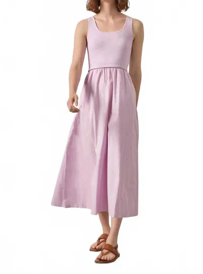 Lilla P Mixed Media Scoop Neck Midi Dress In Lavender In Purple