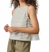 Lilla P Mixed Media Tank In Kelp Stripe In Multi