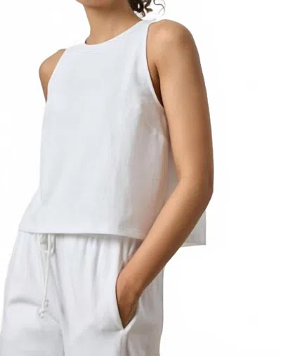 Lilla P Mixed Media Tank Top In White