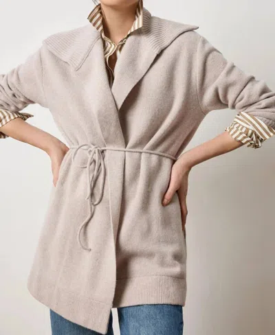 Lilla P Notch Collar Open Cardigan In Quartz In Gold