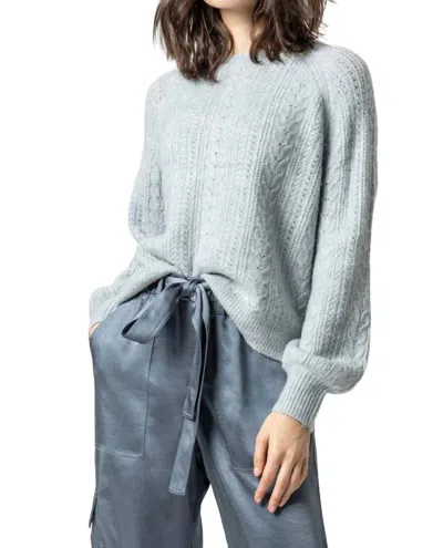 Lilla P Novelty Stitch Pullover Sweater In Frost In Grey