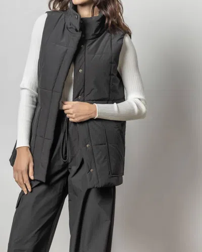 Lilla P Nylon Long Vest In Jet Black