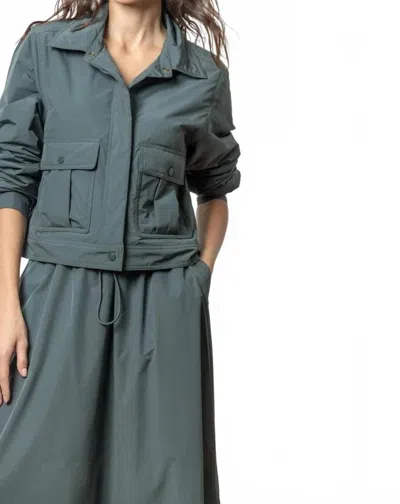 Lilla P Nylon Utility Jacket In Mineral In Gray