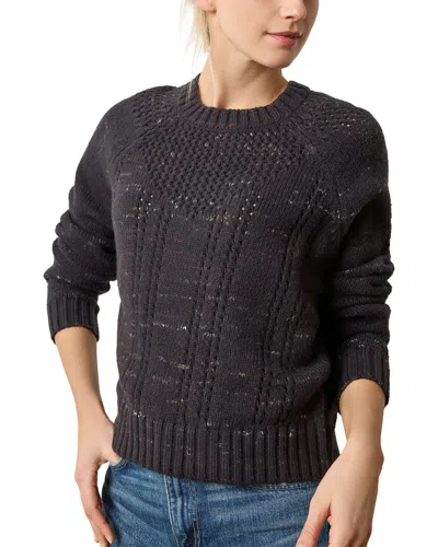 Lilla P Open Stitch Crewneck Sweater In Black