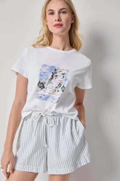 Lilla P Organic Cotton Short Sleeve Tee In Coastal Print In Multi