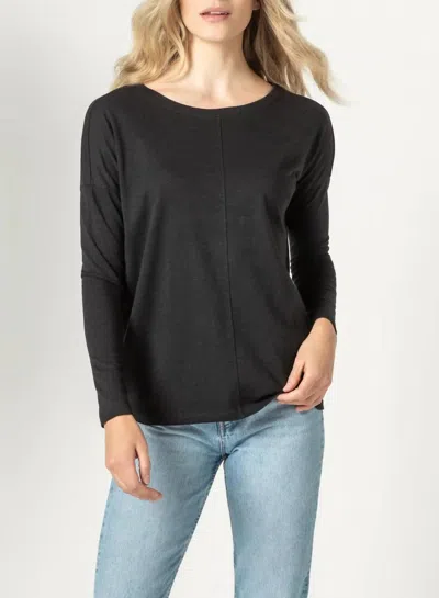 Lilla P Oversized Boxy Boatneck Top In Black