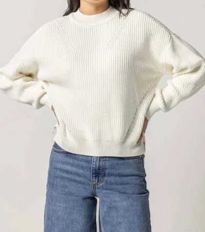 Lilla P Oversized Rib Pullover Sweater In Ivory In Multi