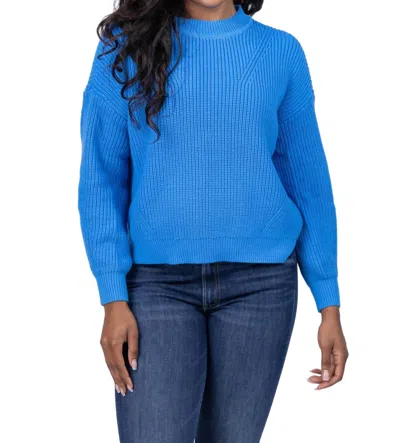 Lilla P Oversized Ribbed Pull Over Sweater In Lapis In Blue