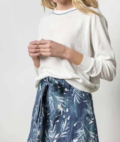 Lilla P Oversized Saddle Sleeve Sweater In Antique White
