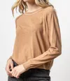 Lilla P Oversized Saddle Sleeve Sweater In Bourbon In Brown