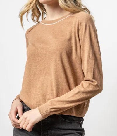 Lilla P Oversized Saddle Sleeve Sweater In Bourbon In Brown