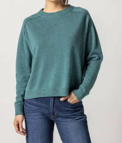 Lilla P Oversized Saddle Sleeve Sweater In Deep Sea In Green