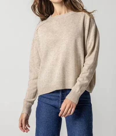 Lilla P Oversized Saddle Sleeve Sweater In Husk In Brown