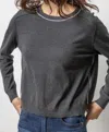 Lilla P Oversized Saddle Sleeve Sweater In Onyx In Black