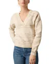 Lilla P Oversized V-neck Sweater In Eggshell Combo In White