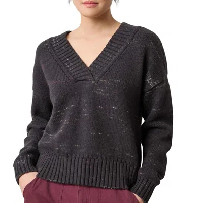Lilla P Oversized V-neck Sweater In Black Combo In Neutral