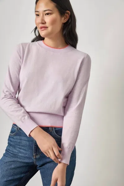 Lilla P Picot Edge Crewneck Sweater In Wisteria In Purple