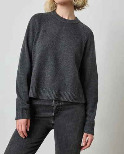 Lilla P Pleat Back Crewneck Sweater In Caviar In Transparent
