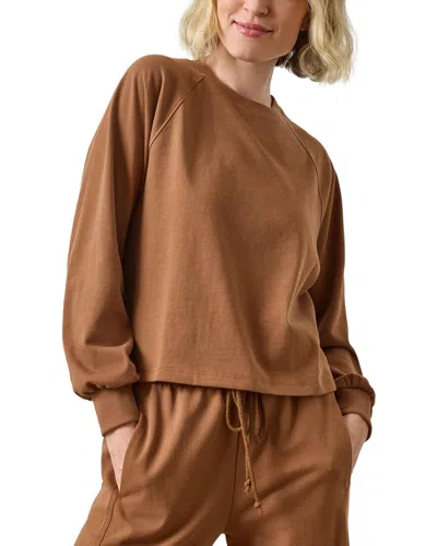 Lilla P Pleat Back Crewneck In Toffee