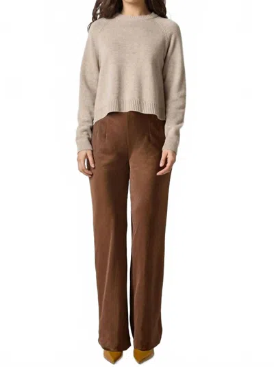 Lilla P Pleat Back Raglan Sweater In Wheat In Gray