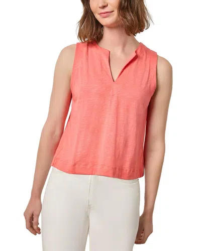 Lilla P Pleat Back Split Neck Tank In Pink