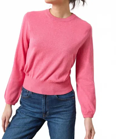 Lilla P Pleated Sleeve Crewneck Sweater In Calypso In Pink