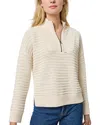 Lilla P Pointelle 1/2-zip Sweater In Neutral