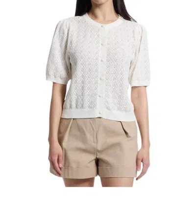 Lilla P Pointelle Cardigan In White In Neutral