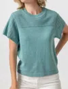 Lilla P Pointelle Crewneck Sweater In Sea Blue In Blue