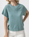 Lilla P Pointelle Crewneck Sweater In Sea Blue In Multi
