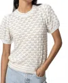 Lilla P Pointelle Crewneck Sweater In White Stripe In Multi