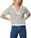Lilla P Polo Popover Top In Kelp Stripe In White