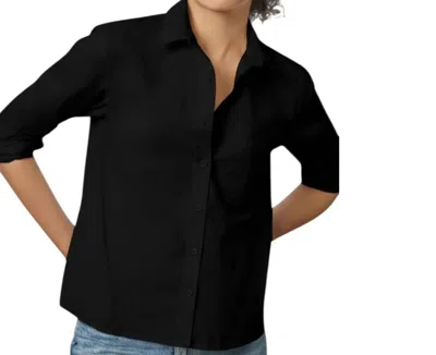Lilla P Poplin Button Down Shirt In Black