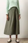 Lilla P Poplin Button Front Long Skirt In Kale In Green