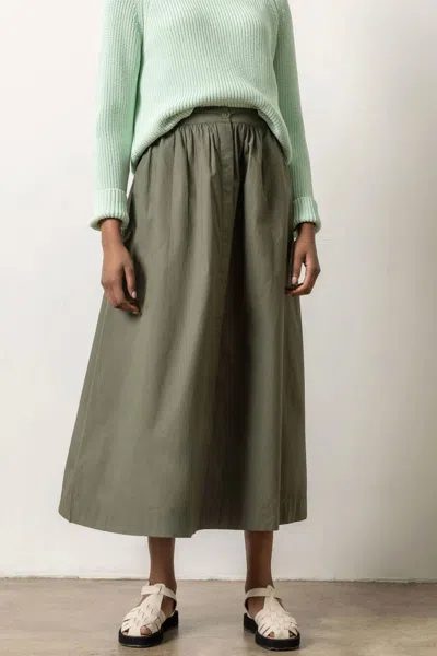 Lilla P Poplin Button Front Long Skirt In Kale In Green