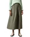 Lilla P Poplin Button Front Long Skirt In Kale In Green