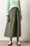 Lilla P Poplin Button Front Long Skirt In Kale In Green