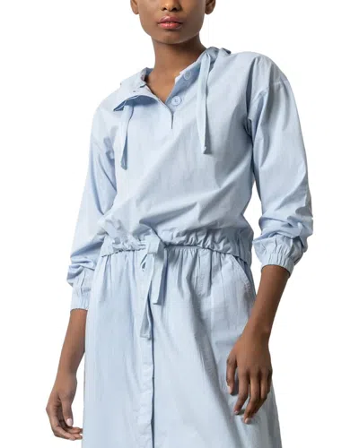 Lilla P Poplin Hoodie In Blue