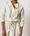 Lilla P Poplin Hoodie Top In Magnolia In Pink
