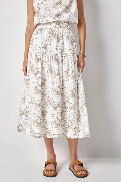 Lilla P Poplin Yoke Midi Skirt In Fern Print In Multi