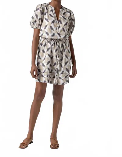 Lilla P Print Mini Dress In Neutral Ikat In Multi