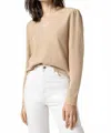 Lilla P Puff Sleeve Waffle V-neck Top In Stucco In Neutral