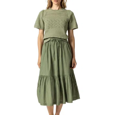 Lilla P Pull On Peplum Skirt In Olive In Multi