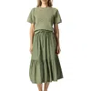 Lilla P Pull On Peplum Skirt In Olive In Multi