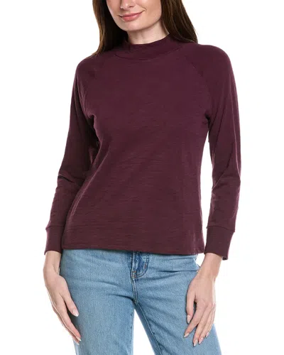 Lilla P Raglan Mock Neck Shirt In Burgundy