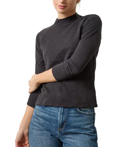 Lilla P Raglan Mock Neck Shirt In Gray